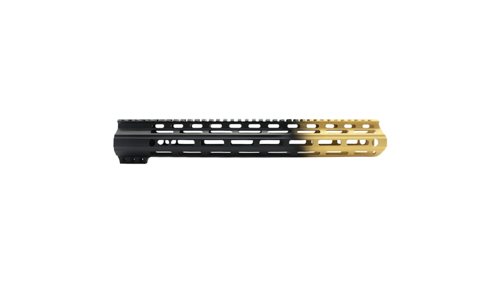 Tiger Rock AR-15 Angle Cut Clamp On M-Lok 15in Handguard, Black Base, Cerakote, Gradient, Gold, Medium, FMLUS-15D-GLD-GRADIENT