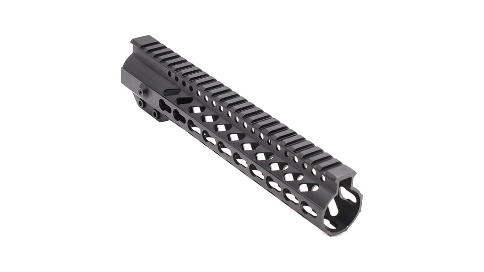 Tiger Rock AR-15 10&quot; Super Slim Light Keymod Free Float Handguard w/Steel Barrel Nut &amp; Top Rail, Black, FSM10