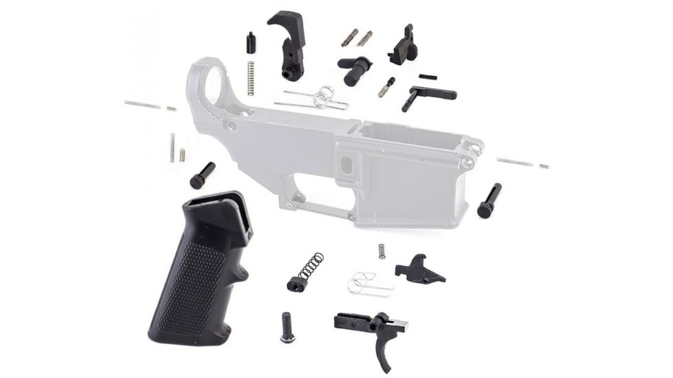 Tiger Rock AR-15  Lower Parts Kit w/ Standard Grip, No Trigger Guard, Black, LPK-17-TG