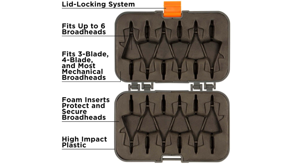 Titan Broadhead Box and Caddy, Gray/Orange, 5.5 in x 3.75 in, 7009
