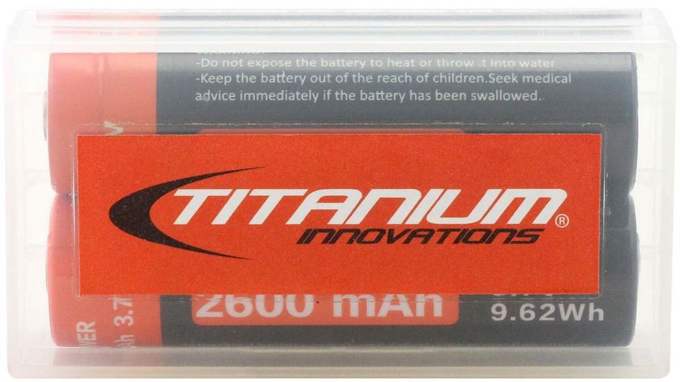 Titanium Innovations Battery Case, 2 x 18650/ 4 x CR123A Battery Capacity, Clear, TITANIUM-CASE-18650-CR123A