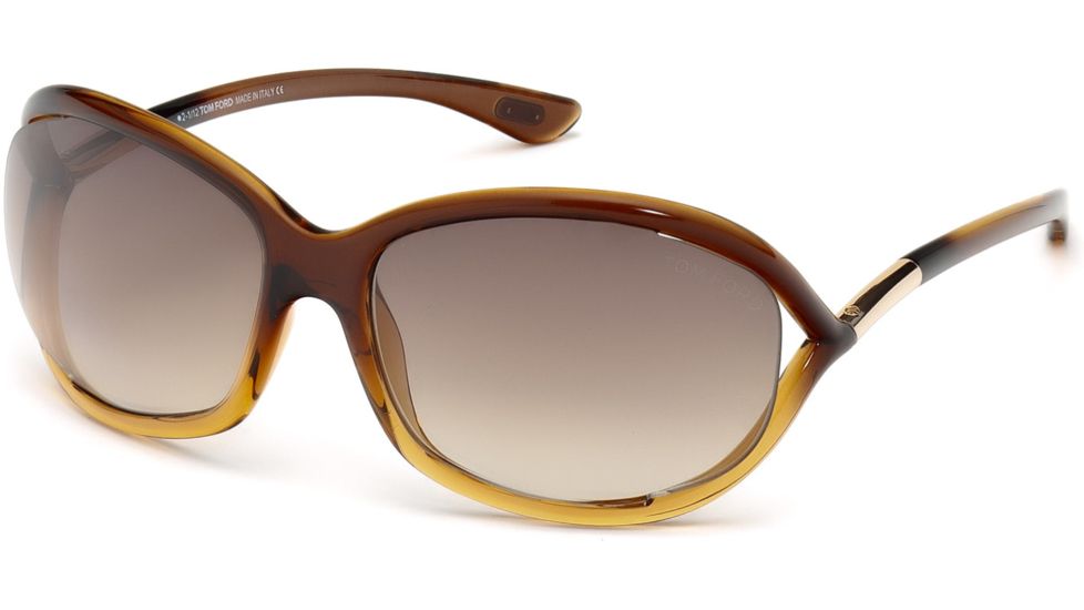 Tom Ford FT0008 Sunglasses - Dark Brown Frame Color, Gradient Brown Lens Color