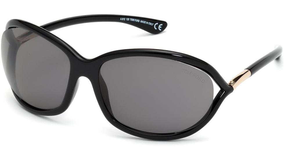 Tom Ford FT0008 Sunglasses - Shiny Black Frame Color, Smoke Polarized Lens Color