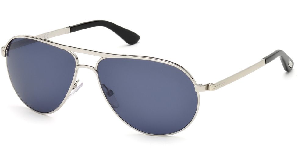 Tom Ford FT0144 Sunglasses - Shiny Rhodium Frame Color, Blue Lens Color