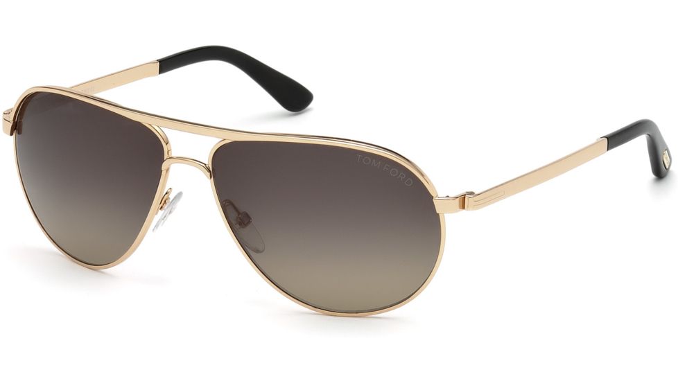 Tom Ford FT0144 Sunglasses - Shiny Rose Gold Frame Color, Smoke Polarized Lens Color