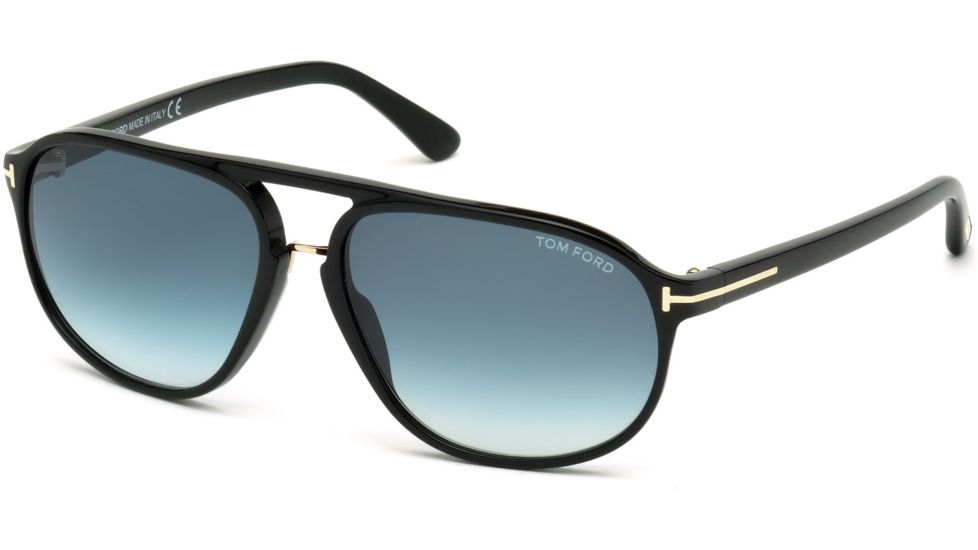 Tom Ford FT0447 Sunglasses - Shiny Black Frame Color, Gradient Green Lens Color