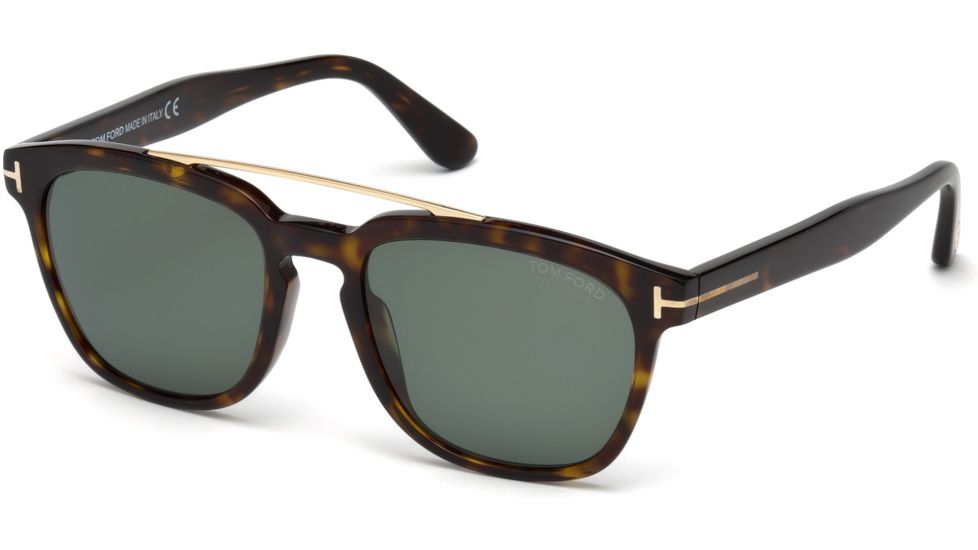 Tom Ford FT0516 Sunglasses - Dark Havana Frame Color, Green Polarized Lens Color