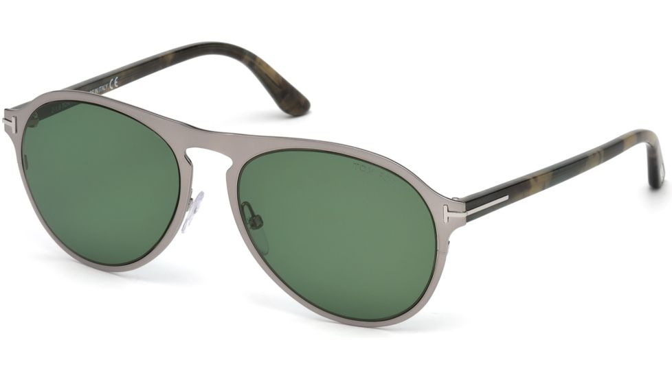 Tom Ford FT0525 Sunglasses - Shiny Light Ruthenium Frame Color, Green Lens Color