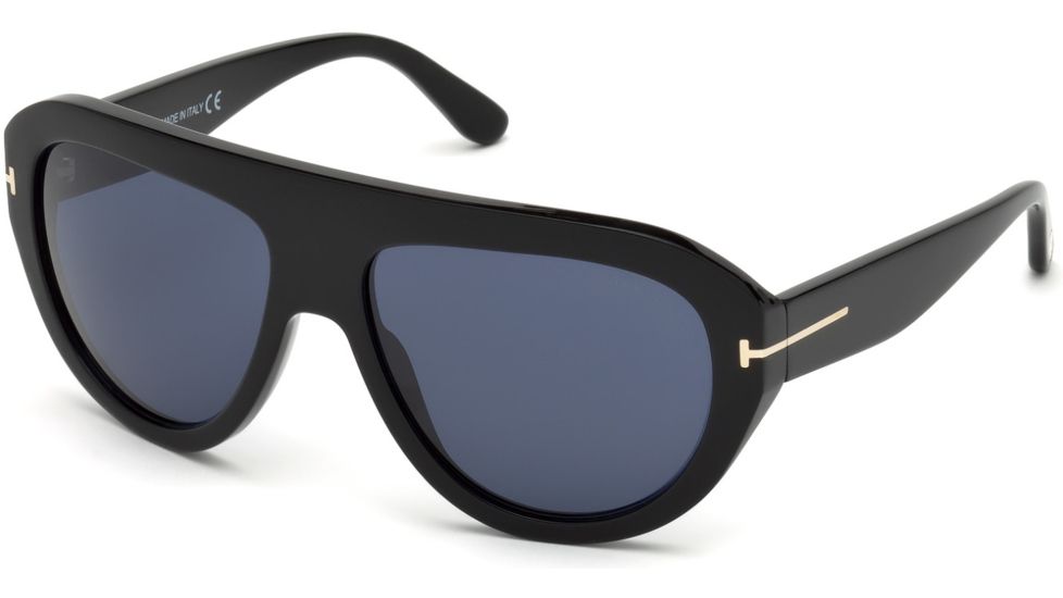 Tom Ford FT0589 Sunglasses - Shiny Black Frame Color, Blue Lens Color
