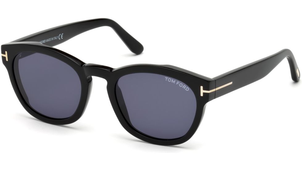 Tom Ford FT0590 Sunglasses - Shiny Black Frame Color, Blue Lens Color