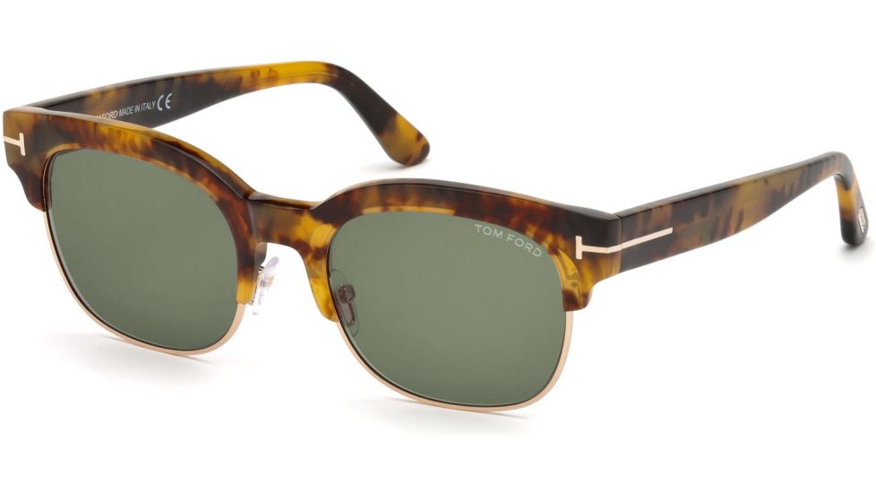 Tom Ford FT0597 Sunglasses - Coloured Havana Frame Color, Green Lens Color