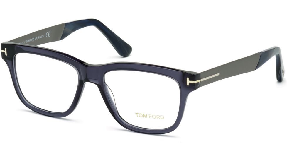 Tom Ford FT5372 Eyeglass Frames - Shiny Blue Frame Color, Shiny Blue Lens Color
