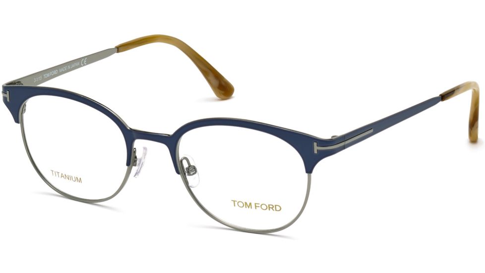 Tom Ford FT5382 Eyeglass Frames - Shiny Blue Frame Color, Shiny Blue Lens Color