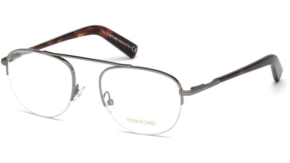Tom Ford FT5450 Eyeglass Frames - Shiny Dark Ruthenium Frame Color