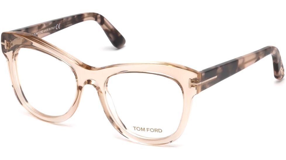 Tom Ford FT5463 Eyeglass Frames - Shiny Light Brown Frame Color