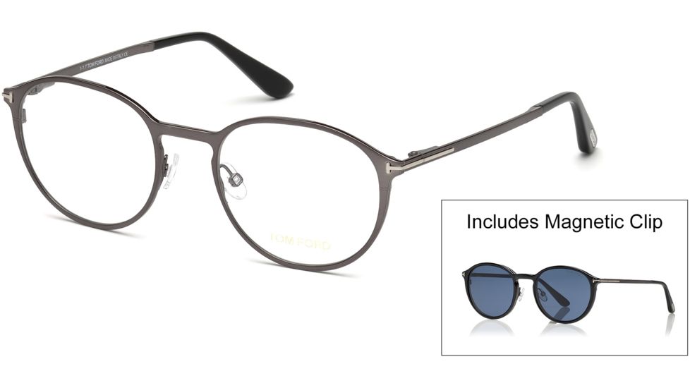 Tom Ford FT5476 Eyeglass Frames - Shiny Dark Ruthenium Frame Color, Blue Lens Color