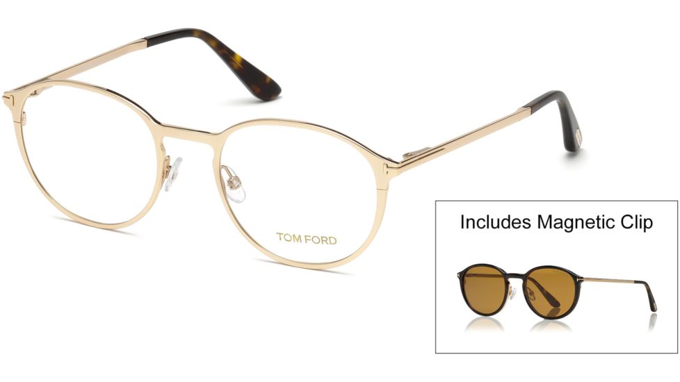 Tom Ford FT5476 Eyeglass Frames - Shiny Rose Gold Frame Color, Brown Lens Color