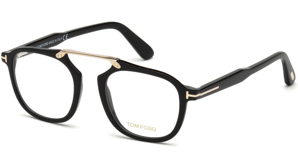 Tom Ford FT5495 Eyeglass Frames - Shiny Black Frame Color, Shiny Black Lens Color