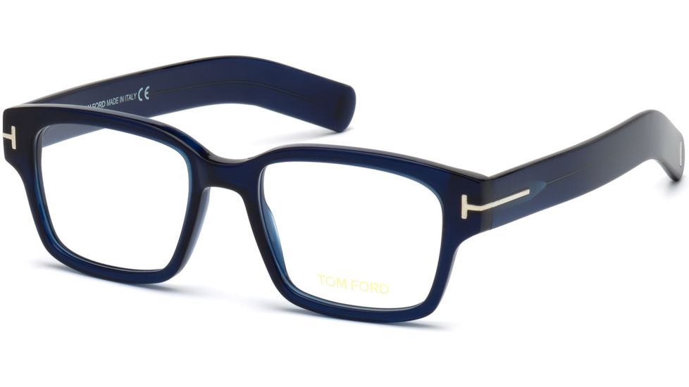 Tom Ford FT5527 Eyeglass Frames - Shiny Blue Frame Color, Shiny Blue Lens Color