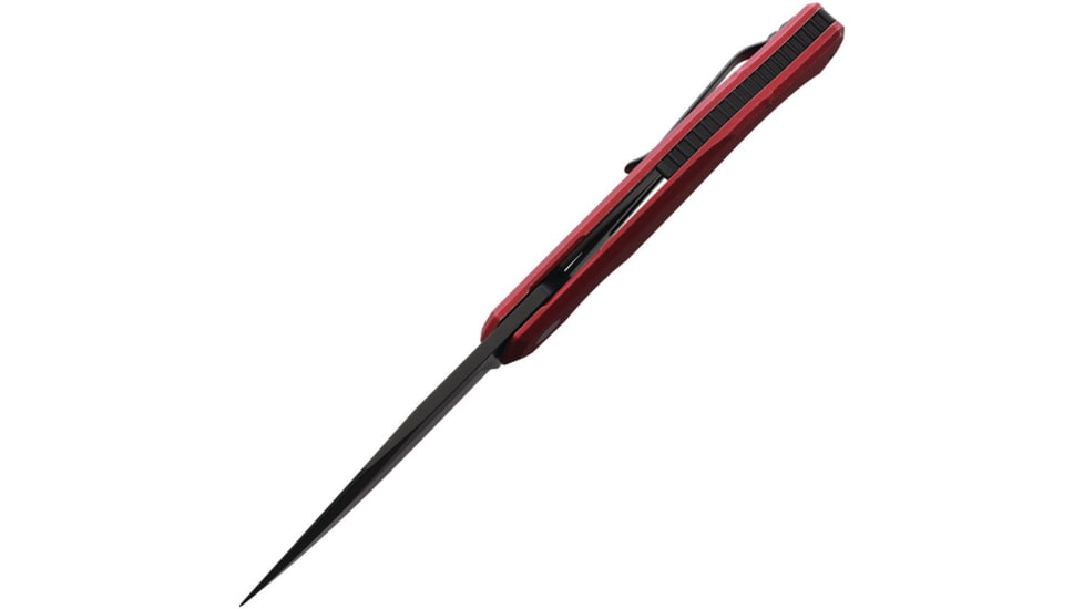 Tools for Gents TFG Eastwood Red Folding Knife by Gudy Van Poppel, 5.25in Closed, 3.75in Black Stonewash D2 Tool Steel Blade, Red Stonewash Aluminum Handle, Nylon Sheath, TFG91835
