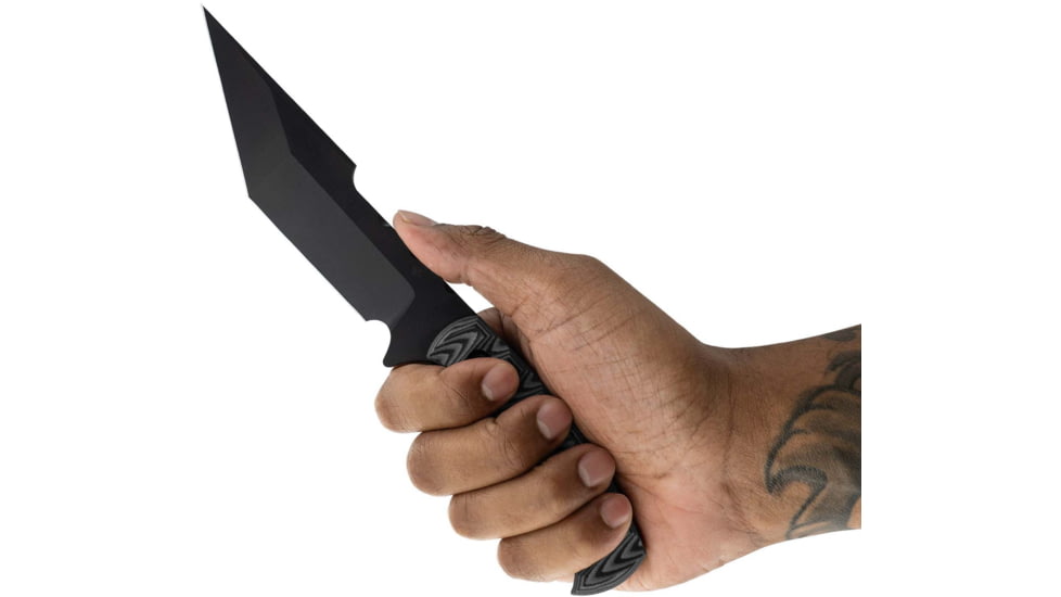 Toor Knives Tanto Fixed Blade Knife, 5.5in, CPM S35VN, Plain, G10 Handle, Thunder Green, Black, Tanto-Thunder Grey