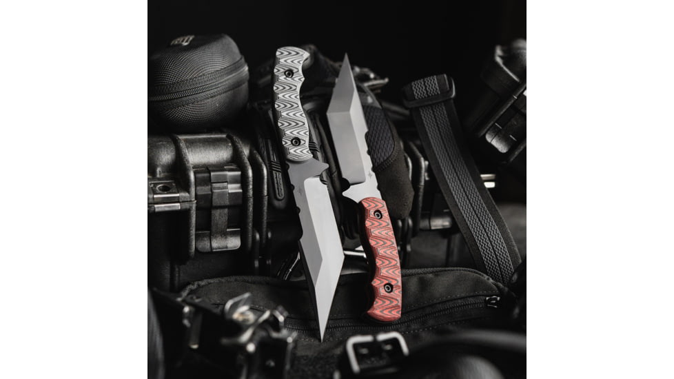 Toor Knives Tanto Fixed Blade Knife, 5.5in, CPM S35VN, Plain, G10 Handle, Thunder Green, Black, Tanto-Thunder Grey