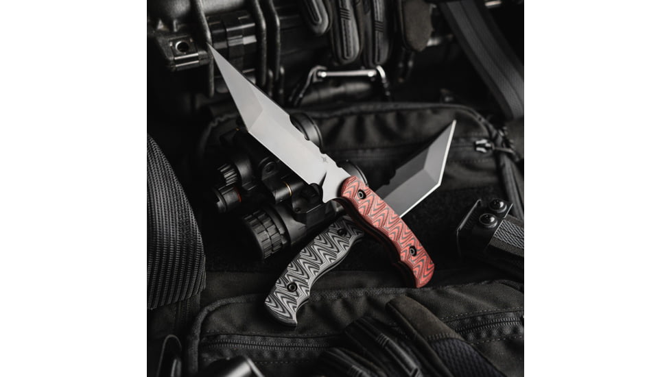 Toor Knives Tanto Fixed Blade Knife, 5.5in, CPM S35VN, Plain, G10 Handle, Thunder Green, Black, Tanto-Thunder Grey