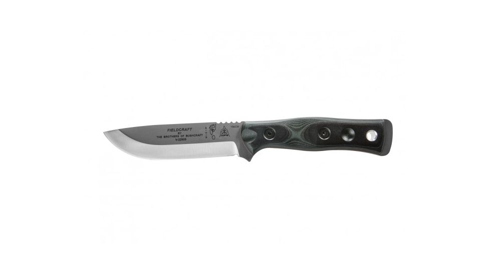 Tops Knives Brothers Of Bushcraft 154cm Fixed Blade Knife, w/G10 Handle, Green/Black, 4.75in, BROS-154-GB