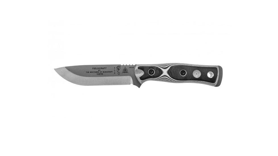Tops Knives Brothers Of Bushcraft 154cm Fixed Blade Knife, w/G10 Handle, White/Black, 4.75in, BROS-WB