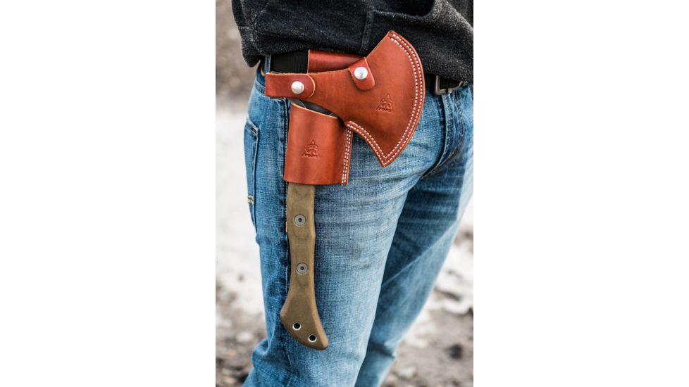 Tops Knives Hammer Hawk Tomahawk Ax, 4.5 in Acid Rain 1075 RC 56-58 Blade, Green Canvas Micarta Handle, HAMH-03