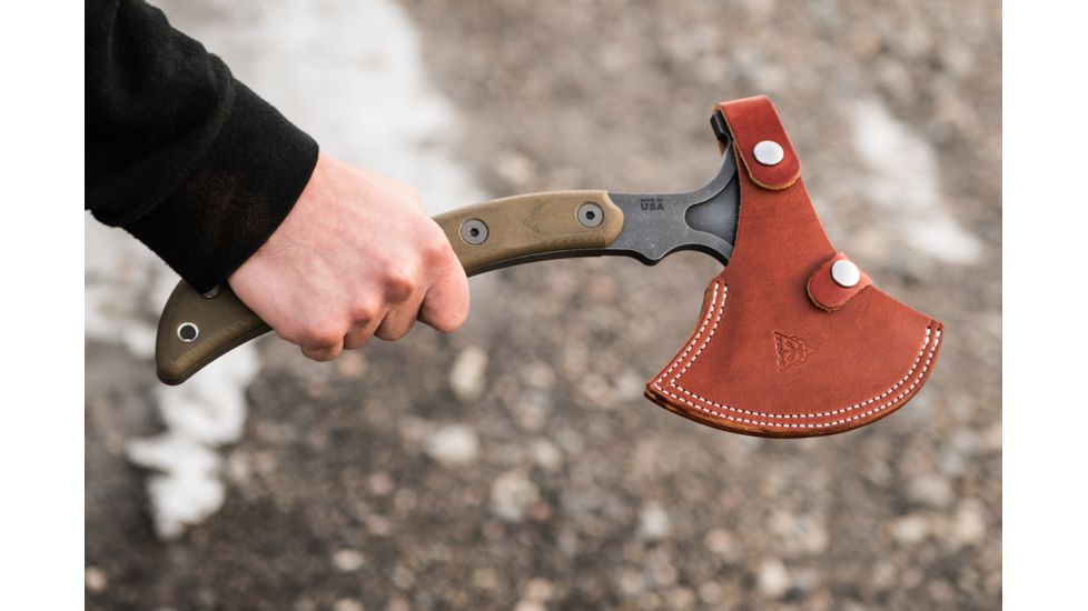 Tops Knives Hammer Hawk Tomahawk Ax, 4.5 in Acid Rain 1075 RC 56-58 Blade, Green Canvas Micarta Handle, HAMH-03