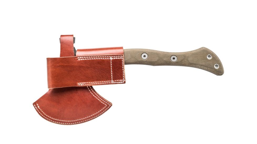 Tops Knives Hammer Hawk Tomahawk Ax, 4.5 in Acid Rain 1075 RC 56-58 Blade, Green Canvas Micarta Handle HAMH-03