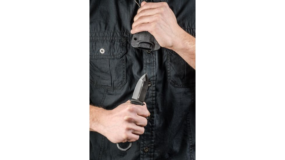 Tops Knives I.C.E. Dagger Fixed Blade Knife, w/beta loops, Black, 3in, ICED-02