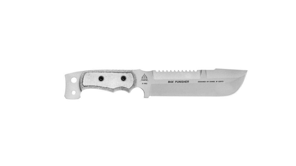 Tops Knives M4X Punisher, Black Micarta Handle, Gray Blade TKM4X-01