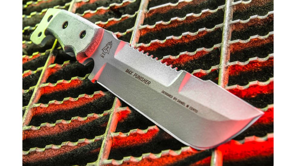 Tops Knives M4X Punisher, Black Micarta Handle, Gray Blade TKM4X-01
