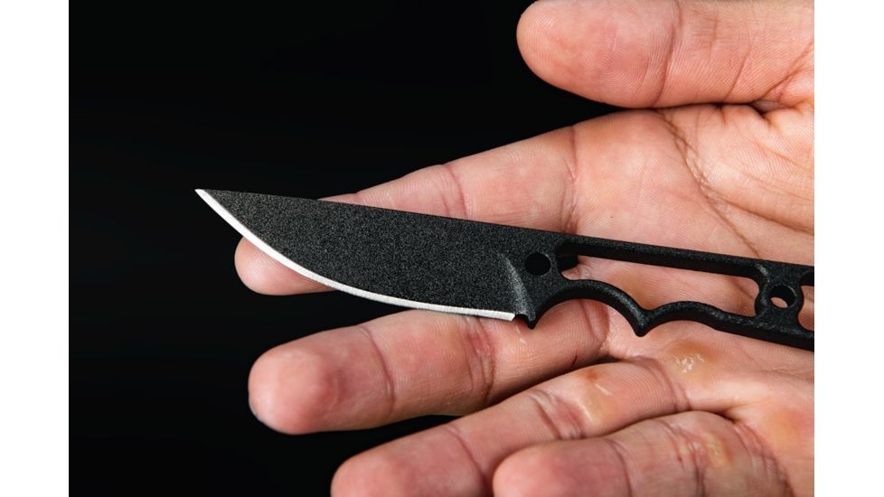 TOPS Knives Street Spike Fixed Blade Knife, Black Traction 2.75in Blade, Skeletonized Handle, Kydex Sheath Included STS-01