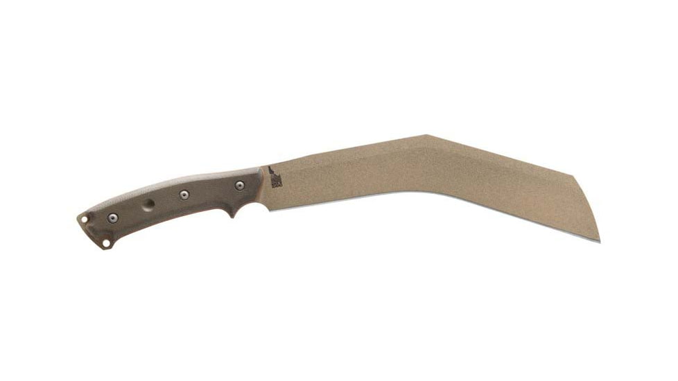 TOPS Knives The Bestia Knife, 13 Tactical Stone finish 1095HC steel blade, Green and tan canvas micarta handle, TBST-01