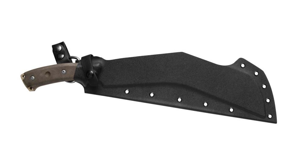 TOPS Knives The Bestia Knife, 13 Tactical Stone finish 1095HC steel blade, Green and tan canvas micarta handle, TBST-01