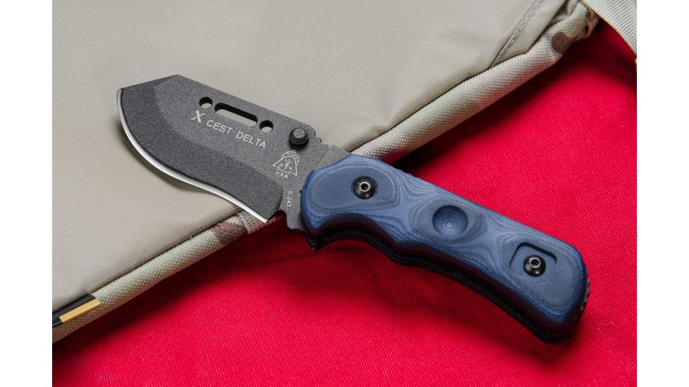 Tops Knives XcEST Delta Folding Knife, Black, 3.38in, XCEST-D