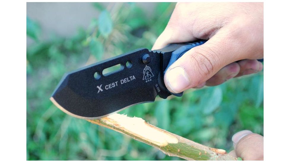 Tops Knives XcEST Delta Folding Knife, Black, 3.38in, XCEST-D