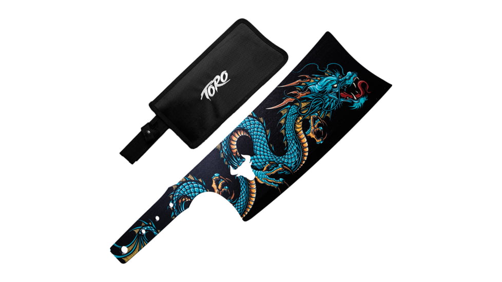 Toro Knives Besito Water Throwing Knife, 15.88in Overall, 10.25in Black Powder 3Cr13 Blade, Water Dragon Artwork SS Handle, Nylon Sheath, 68