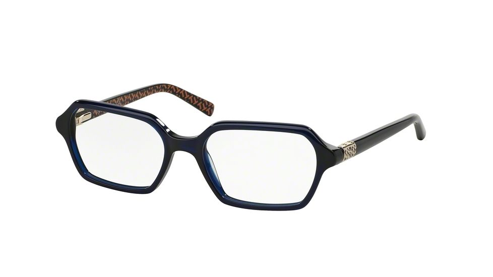 Tory Burch TY2043 Single Vision Prescription Eyeglasses 1304-52 - Navy W T Print Frame