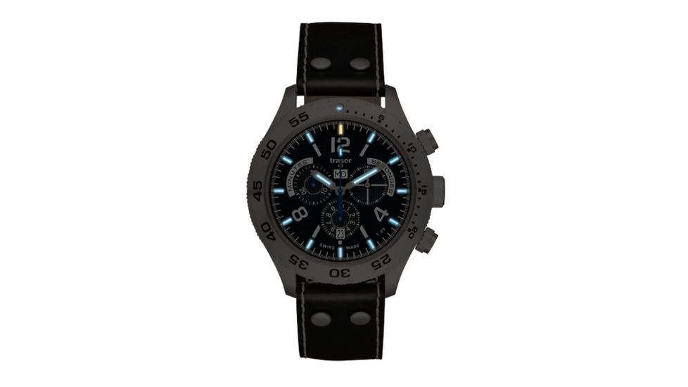 Traser Chronograph Elegance, Leather Strap, Black, 46mm, 105035