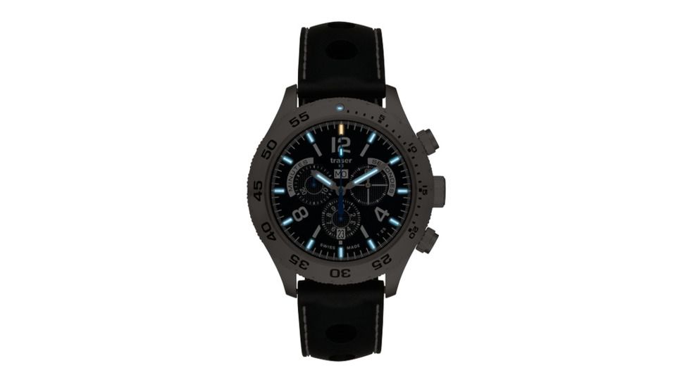 Traser Chronograph Elegance, Silicone Strap, Black, 46mm, 105036
