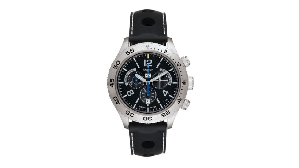 Traser Chronograph Elegance, Silicone Strap, Black, 46mm, 105036