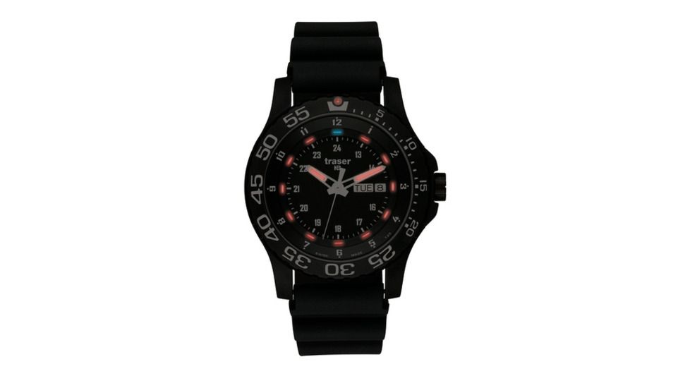 Traser Elite Red, Rubber Strap, Black, 45mm, 100378