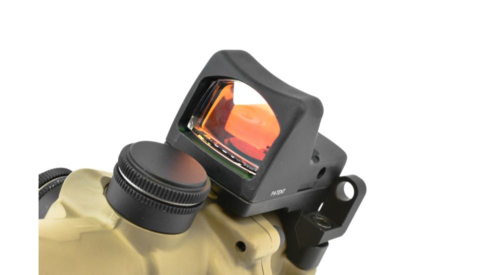 Trijicon 4x32 ACOG ECOS, Center Illuminated Amber Crosshair 5.56 Reticle w/ Backup Iron Sights, Quick Release Mount &amp; LED 3.25 MOA Red Dot RMR Type 2, Cerakote FDE, 100555