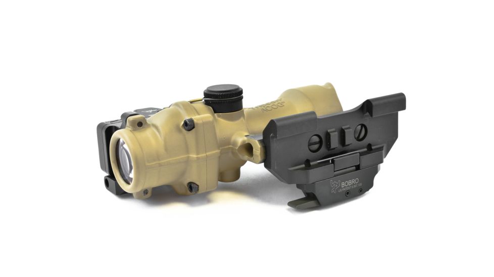 Trijicon 4x32 ACOG ECOS, Center Illuminated Amber Crosshair 5.56 Reticle w/ Backup Iron Sights, Quick Release Mount &amp; LED 3.25 MOA Red Dot RMR Type 2, Cerakote FDE, 100555