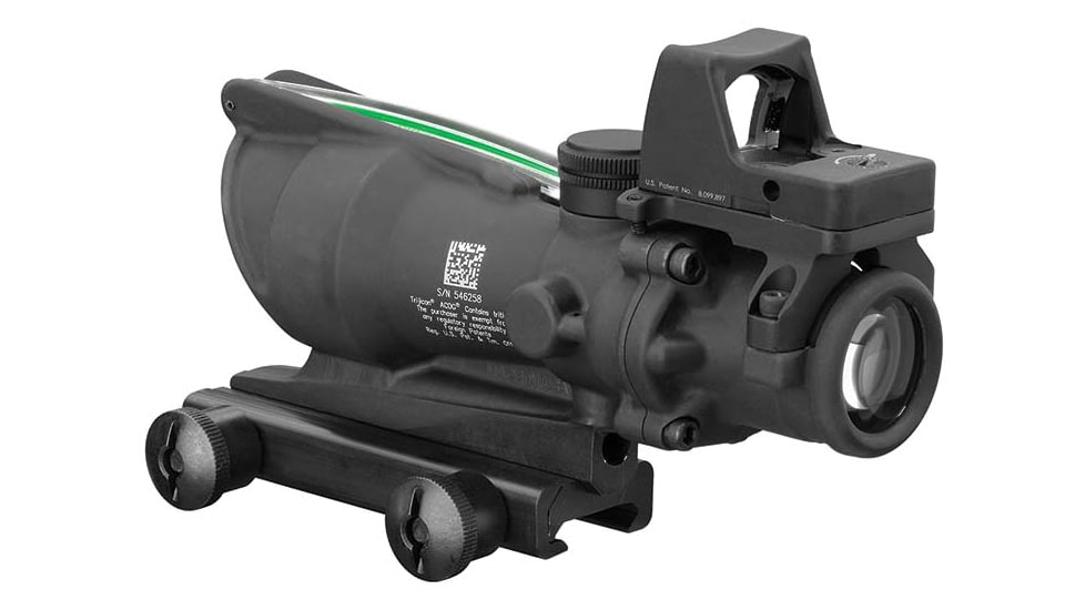 Trijicon 4x32 ACOG Rifle Scope, Dual Illuminated Green Crosshair .223 Reticle w/ Colt Knob Thumbscrew Mount &amp; LED 3.25 MOA Red Dot RMR Type 2, Black, 100552