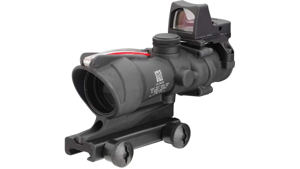 Trijicon 4x32 ACOG Rifle Scope, Dual Illuminated Red Chevron .223 Reticle w/ Colt Knob Thumbscrew Mount &amp; LED 3.25 MOA Red Dot RMR Type 2, Black, 100549